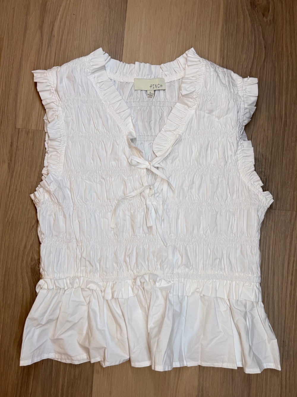 Z Supply White Ruffle Smocked Sleeveless Top